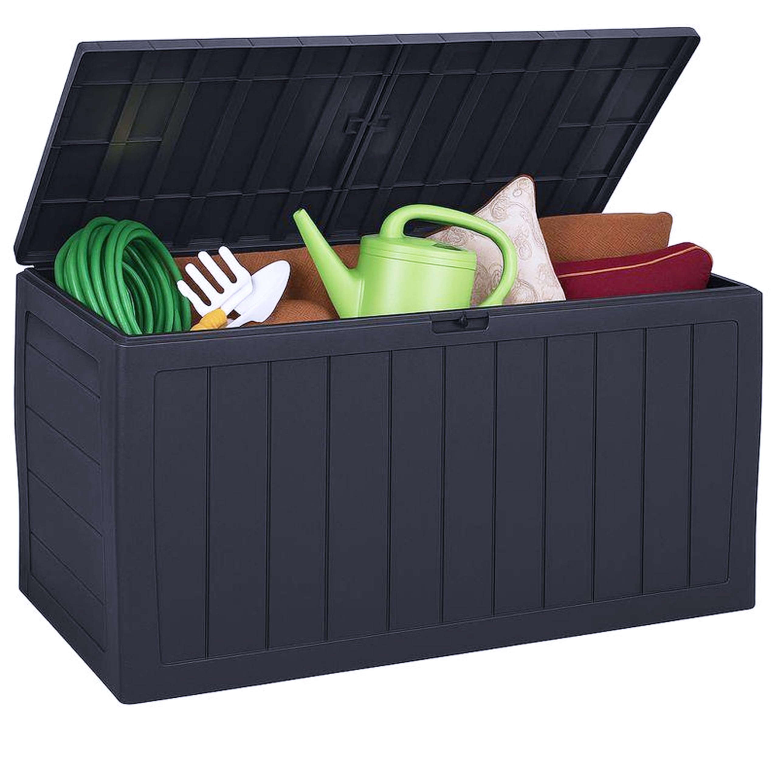 Deuba Baule da Giardino 270 l Polyrattan Organizer Balcone Coperchio Richiudibile
