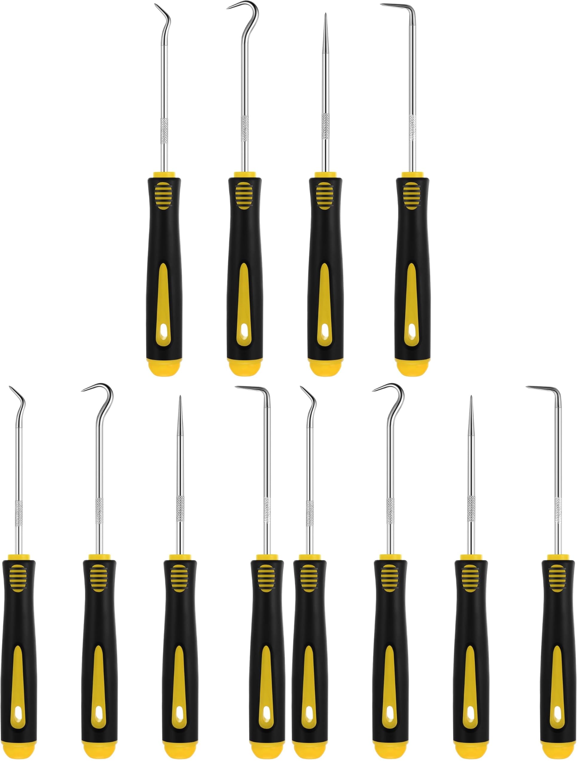 WILLBOND 4 Pcs Pick and Hook Set Precision Automotive Mechanic Picks Tools Set for Car Oil Seal Hooks Puller Remover Tools(6.5 Inches,Yellow) (Pack of 3)