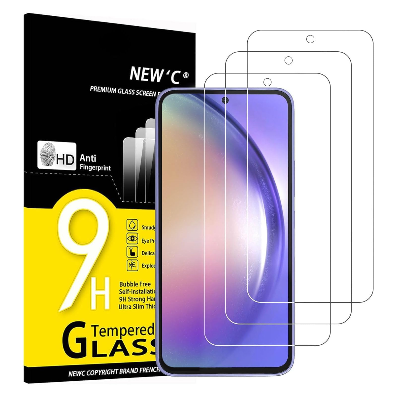 NEW'C 3 Stück für Samsung Galaxy A54 5G für Panzerglas, Frei von Kratzern, 9H Härte, HD Displayschutzfolie, 0.33mm Ultra-klar, Ultrabeständig