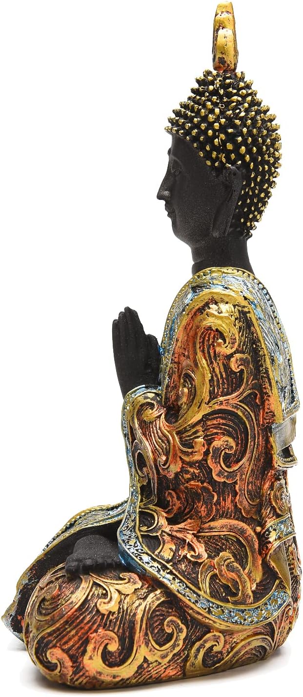 BRASSTAR Resin Thai Buddha Statue Feng Shui Buddha Sculpture Home Art Decor Luck Wealth Gift Collection TQGJPT420