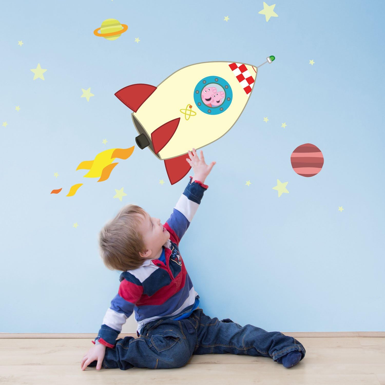 Peppa Pig and George in space wall stickers pack