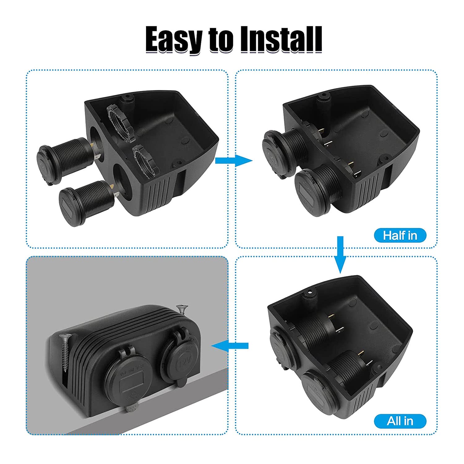 Pannello Tipo Tenda Due Fori, Carica Rapida 3.0 Dual USB Caricabatteria