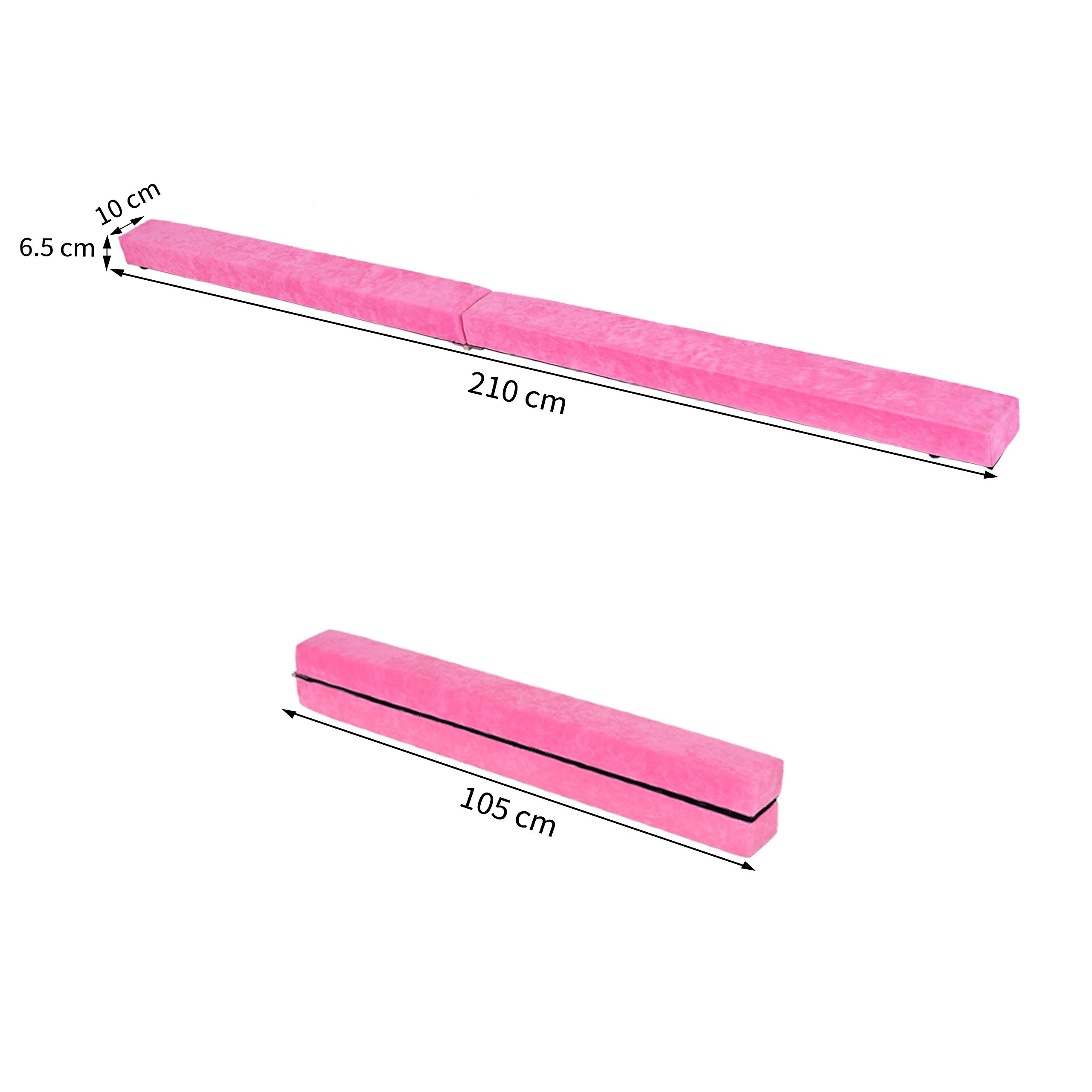 DREAMADE Poutre de Gymnastique d’Equilibre Piable avec Pieds Surélevés en Finette, EPE et Pin 210 X 10 X 6,5 CM Entraînement de Gymnastique à Domicile Idéale pour Enfants et Adultes