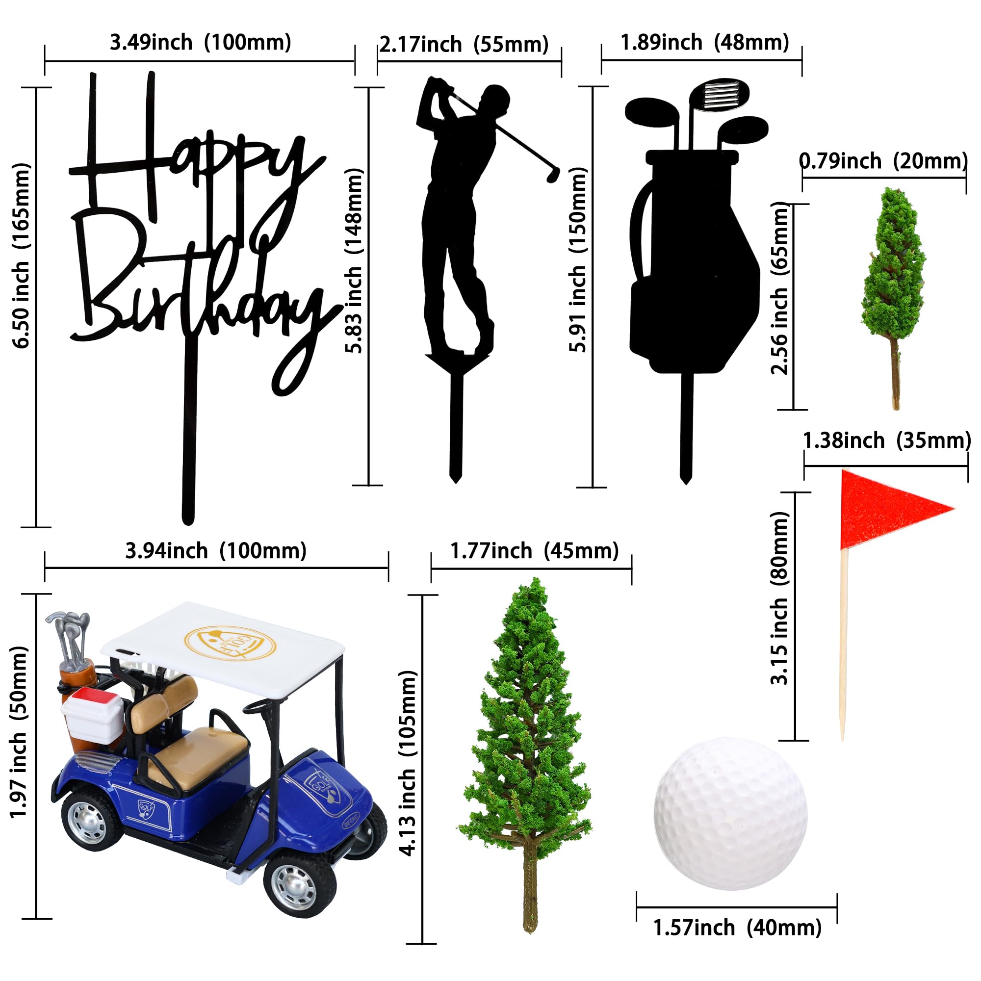 Gyufise 22Pcs Golf Cake Decorations Golf Cart Cake Toppers Heading for The Green Cake Topper for Golfers with Cart Flag Golf Ball for Golf Theme Party Supplies Blue - Image 2