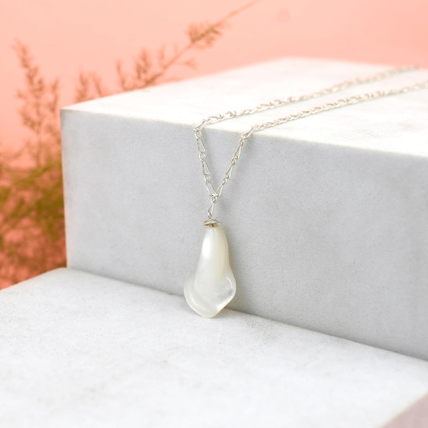 Dainty Pearl Pendant Nacklace for Women - Natural White Freshwater Pearl Pendant Necklace for Anniversary Birthday Wedding Jewelry Gifts for Women