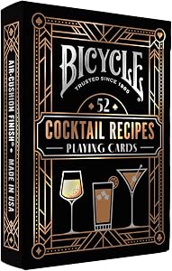 Bicycle Cocktail Playing Cards, Includes 52 Cocktail Recipes Featuring Old Fashioned, Margarita, Moscow Mule, Daiquiri, and Mojito Cocktail Recipes, 1 Deck | For poker, skat, collectors and cocktail fans