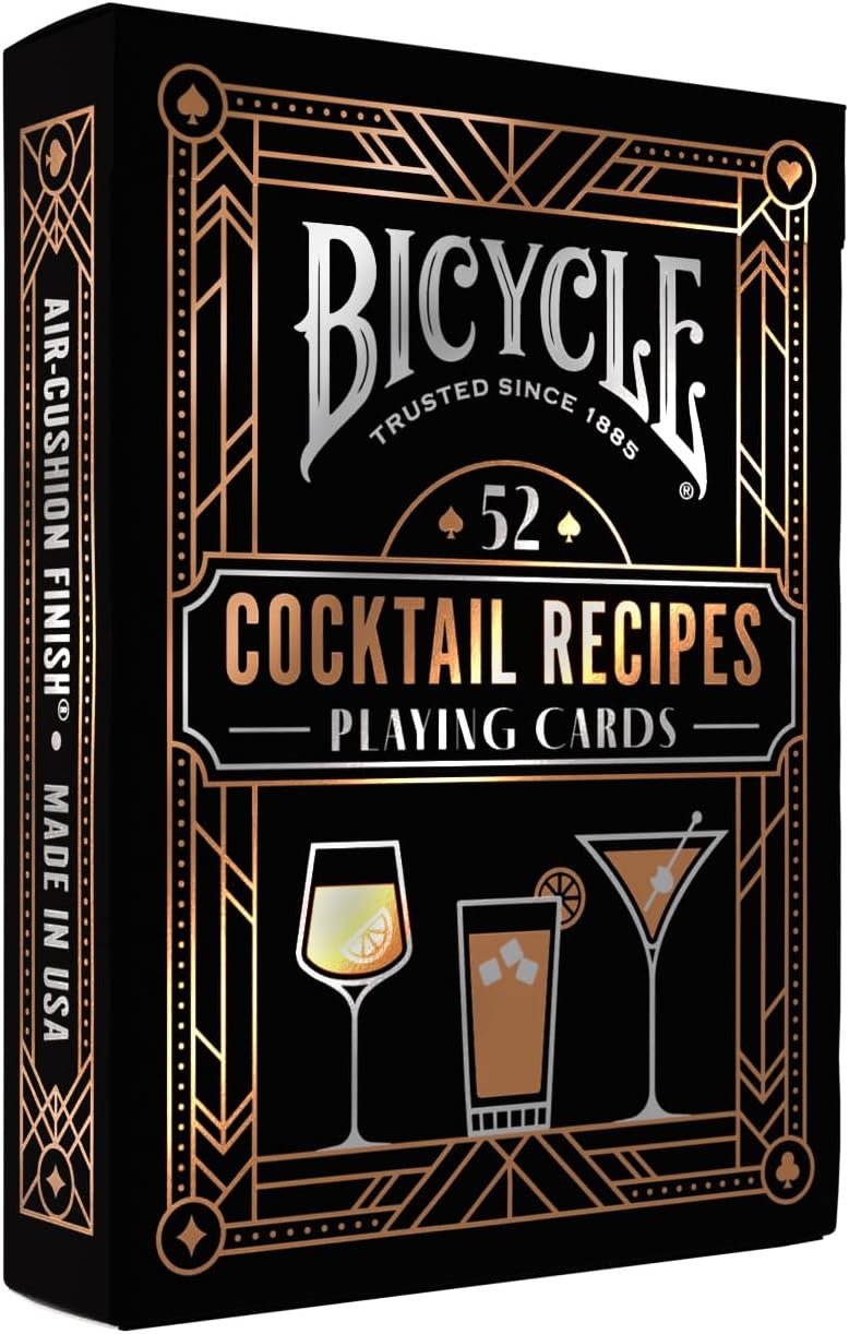 Cocktail Playing Cards, Includes 52 Cocktail Recipes Featuring Old Fashioned, Margarita, Moscow Mule, Daiquiri, and Mojito Cocktail Recipes, 1 Deck