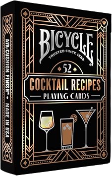 Bicycle Cocktail Playing Cards, Includes 52 Cocktail Recipes Featuring Old Fashioned, Margarita, Moscow Mule, Daiquiri, and Mojito Cocktail Recipes, 1 Deck