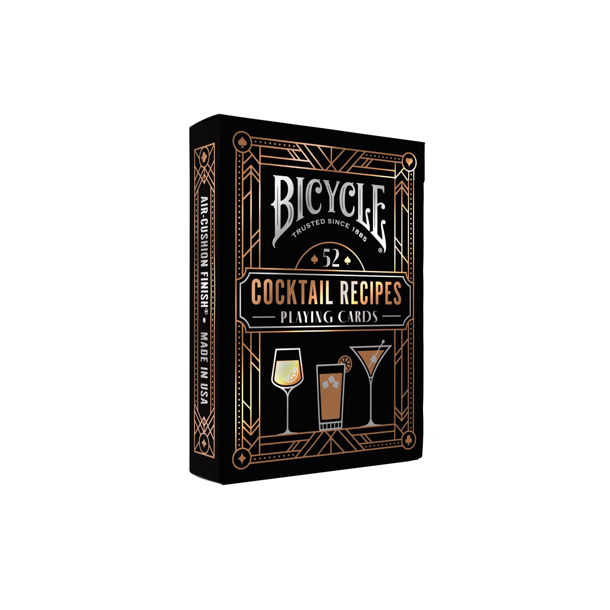 Bicycle Cocktail Playing Cards Deck with recipes, Black, 18 x 63 x 91 mm