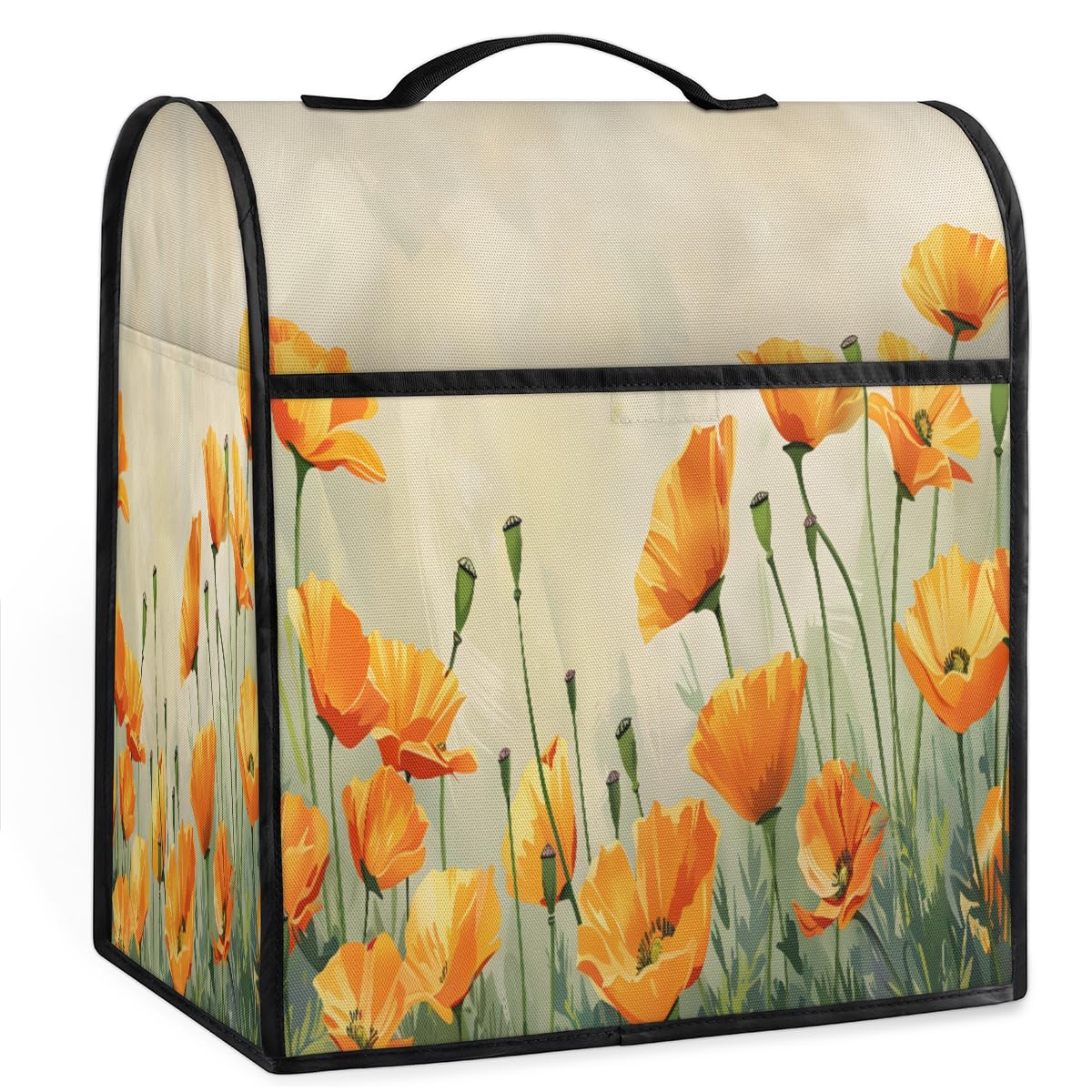Coffee Maker Cover Watercolor Poppy Floral Kitchen Appliance Covers Small Appliance Covers Blender Cover Juicer Cover Dust Covers for Kitchen Appliances with Top Handle and Pockets,Washable,B699