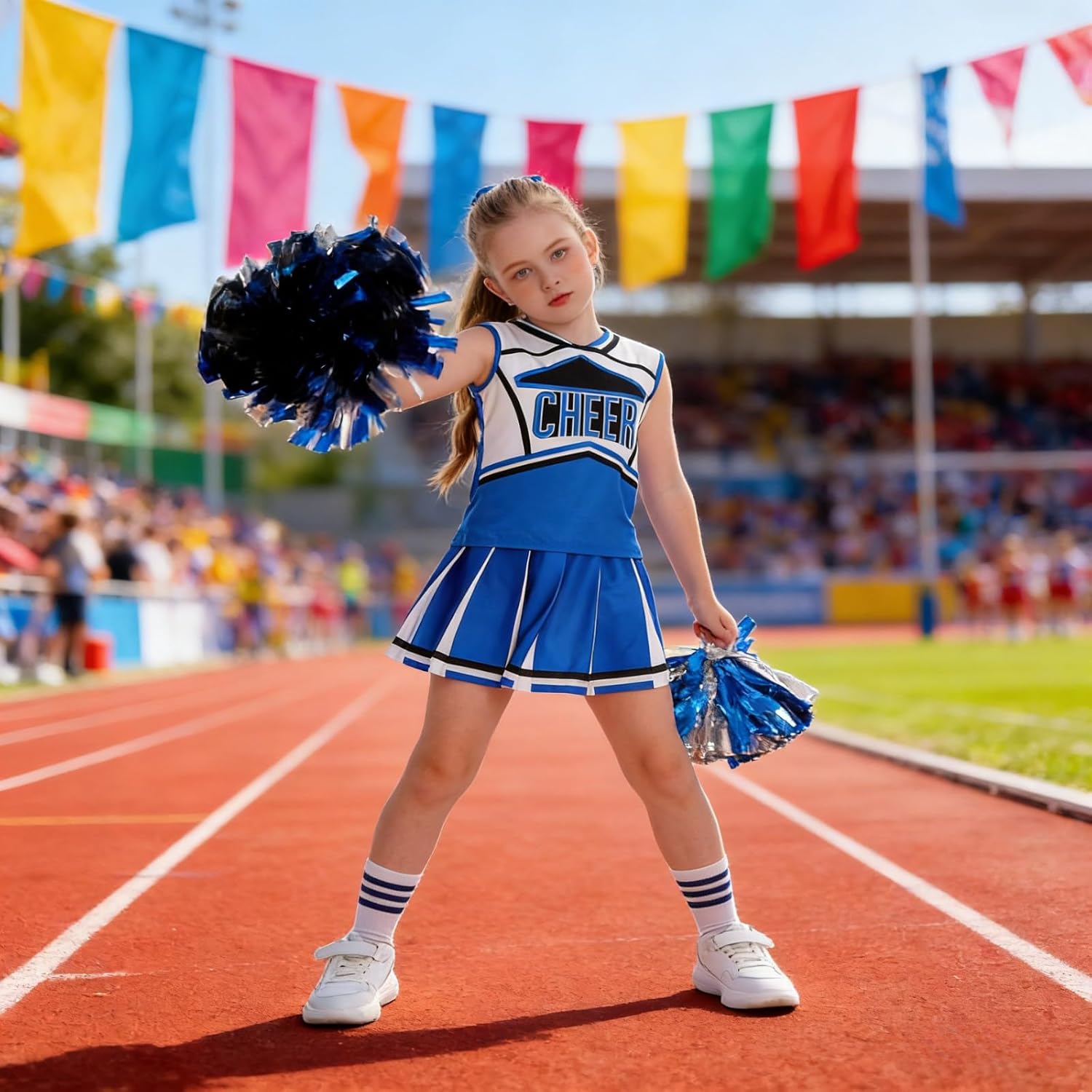 yolsun Cheerleader Costume for Girls Cheerleading Kids Dress up Halloween Cute Uniform High School Cheer leader Outfit - Image 5
