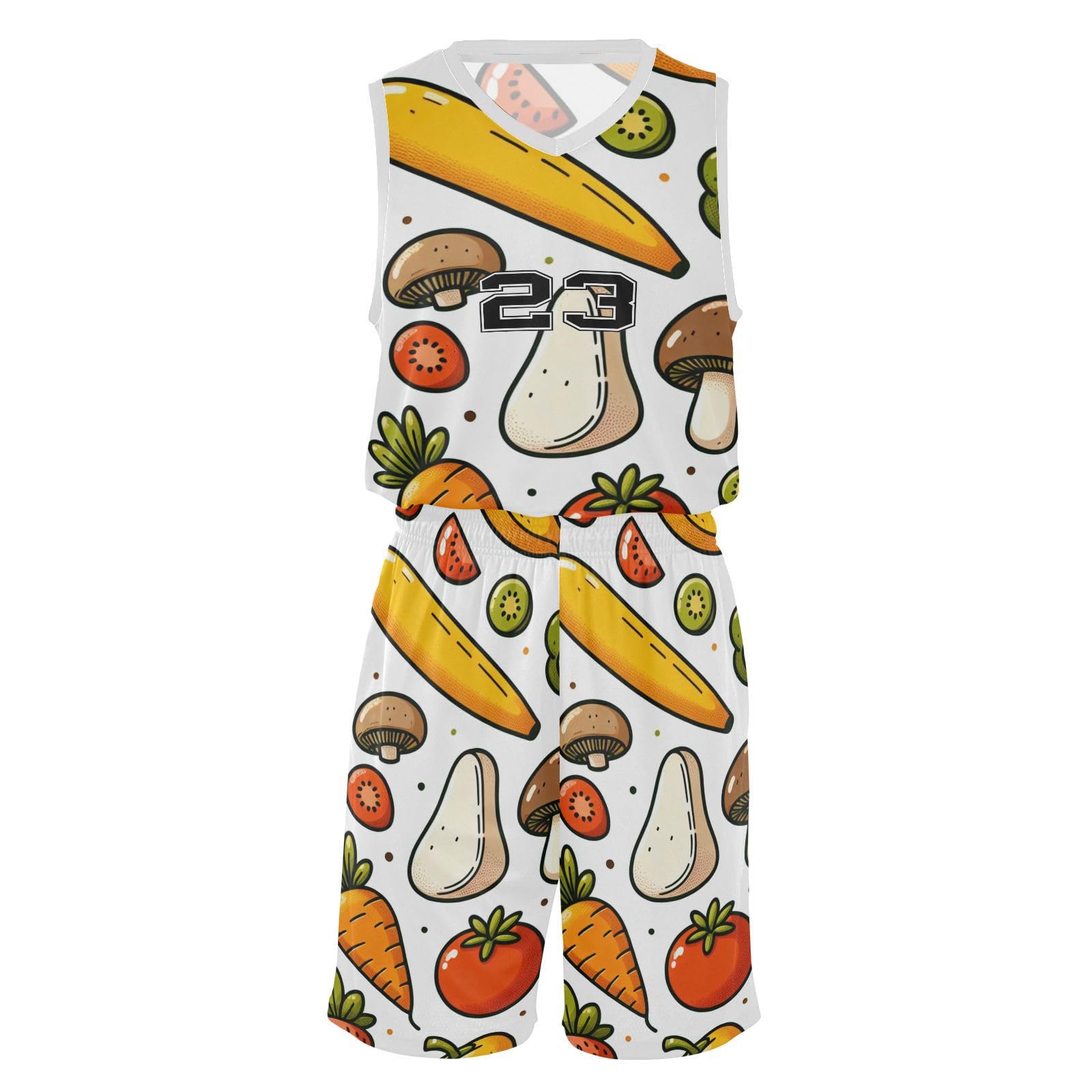 FLildon Colorful Vegetables Boys Basketball Jersey Set Tank Top Shorts Tracksuit Sport Training Suit for Kids, XL