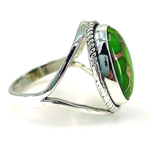 Miniatura 9 de Navya Craft Turquoise Ring, 925 Sterling Silver Handmade Statement Promise Ring for Women, Natural Oval Gemstone Jewelry December Birthstone Gift,