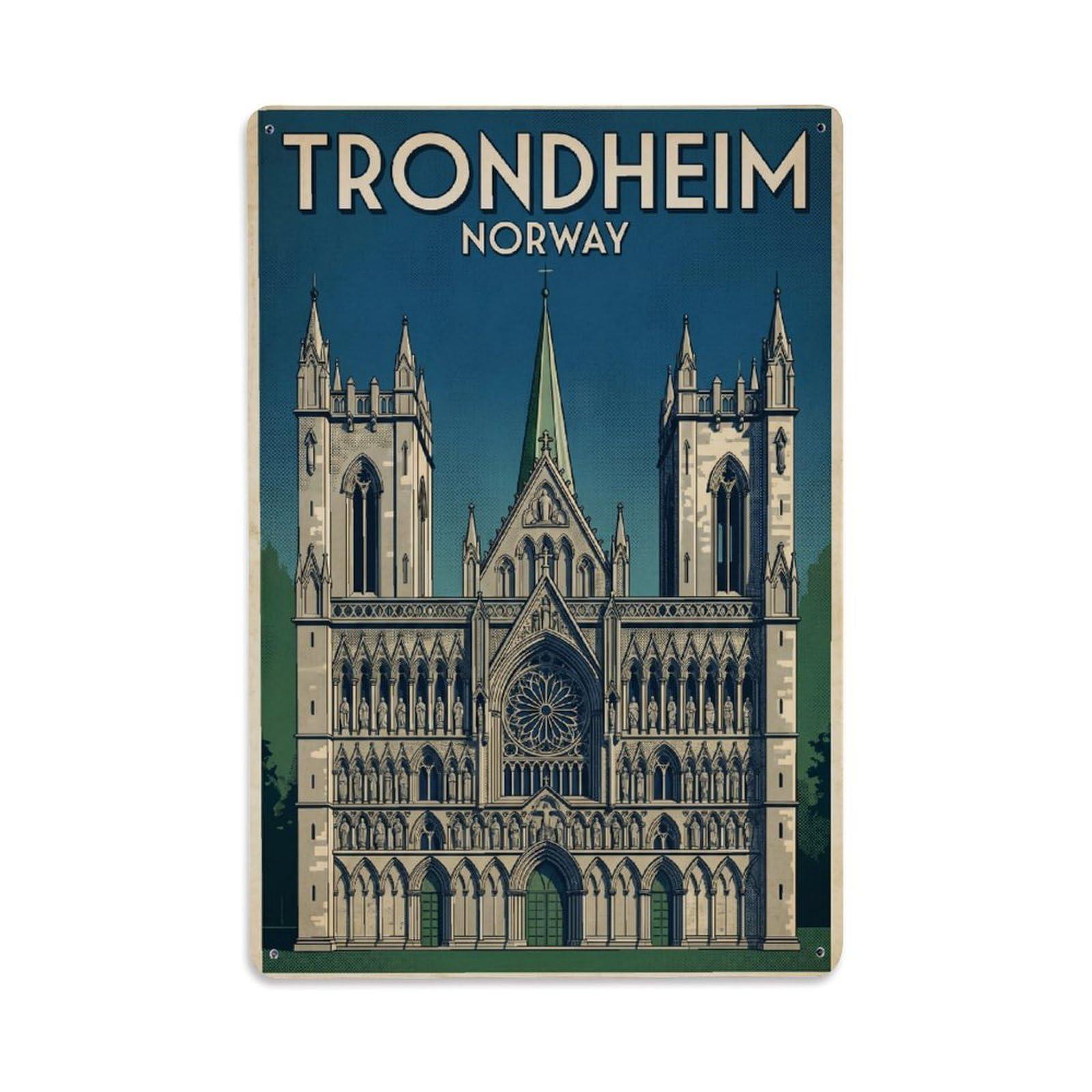 Travel Retro Norway Trondheim Metal Tin Sign