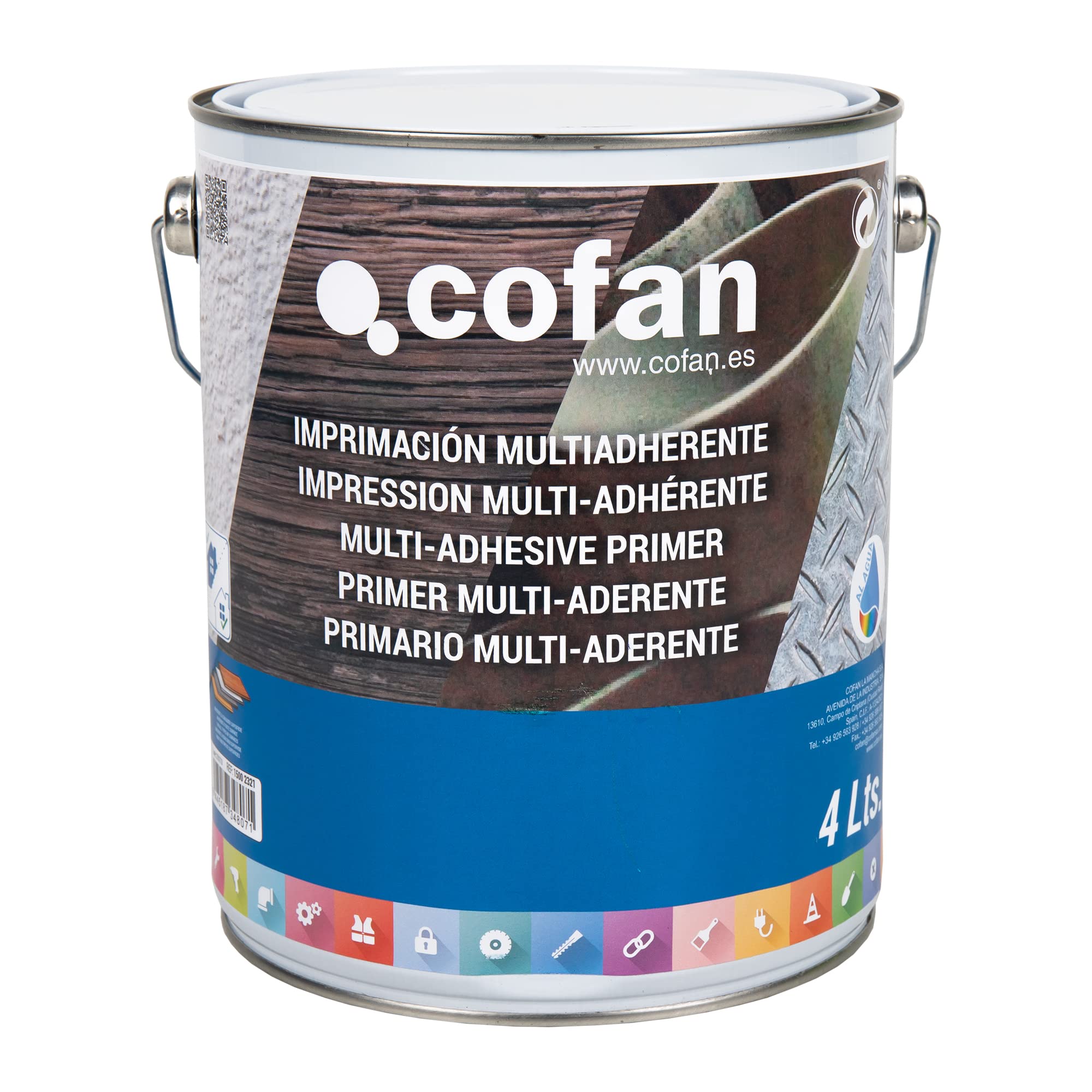 Cofan Imprimación Multiadherente al Agua | Capacidad 4 Litros | Aplicarse tanto Interior como Exterior