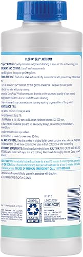 Clorox® Pool&Spa™ Spa Water Antiespumante, elimina y previene la espuma en el agua del spa, reduce la irritación, 1 cuarto de galón (paquete de 1)