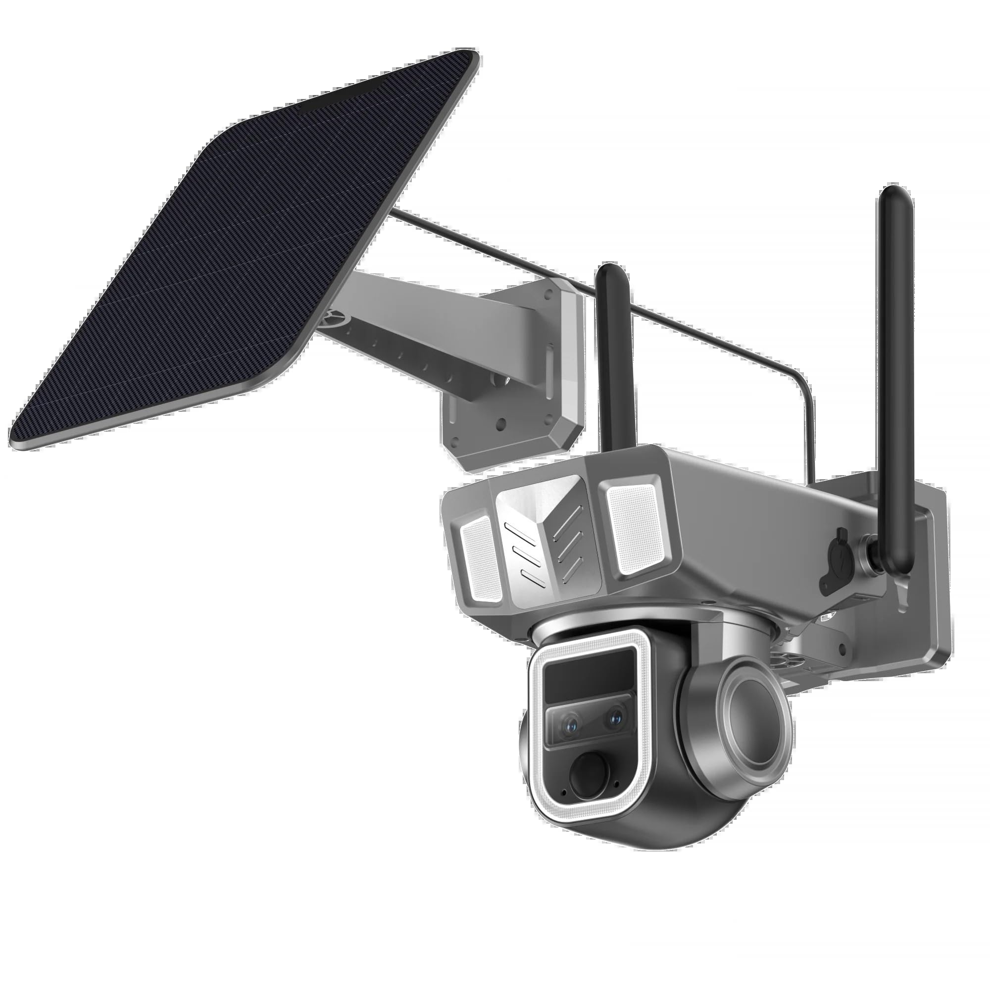Telecamera di Sorveglianza, Telecamera panoramica 4G con doppio obiettivo Zoom 20X 2K 4MP esterna di sicurezza domestica IP alimentata a batteria solare