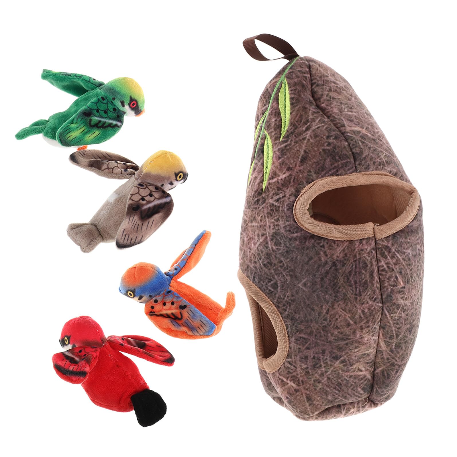 Interaktives Katzenspielzeug Vogelkäfig Plüschvogel Satz Quietschspielzeug für Kätzchen und Katzen Indoor Beschäftigung gegen Langeweile Weiches Kau und Versteckspielzeug