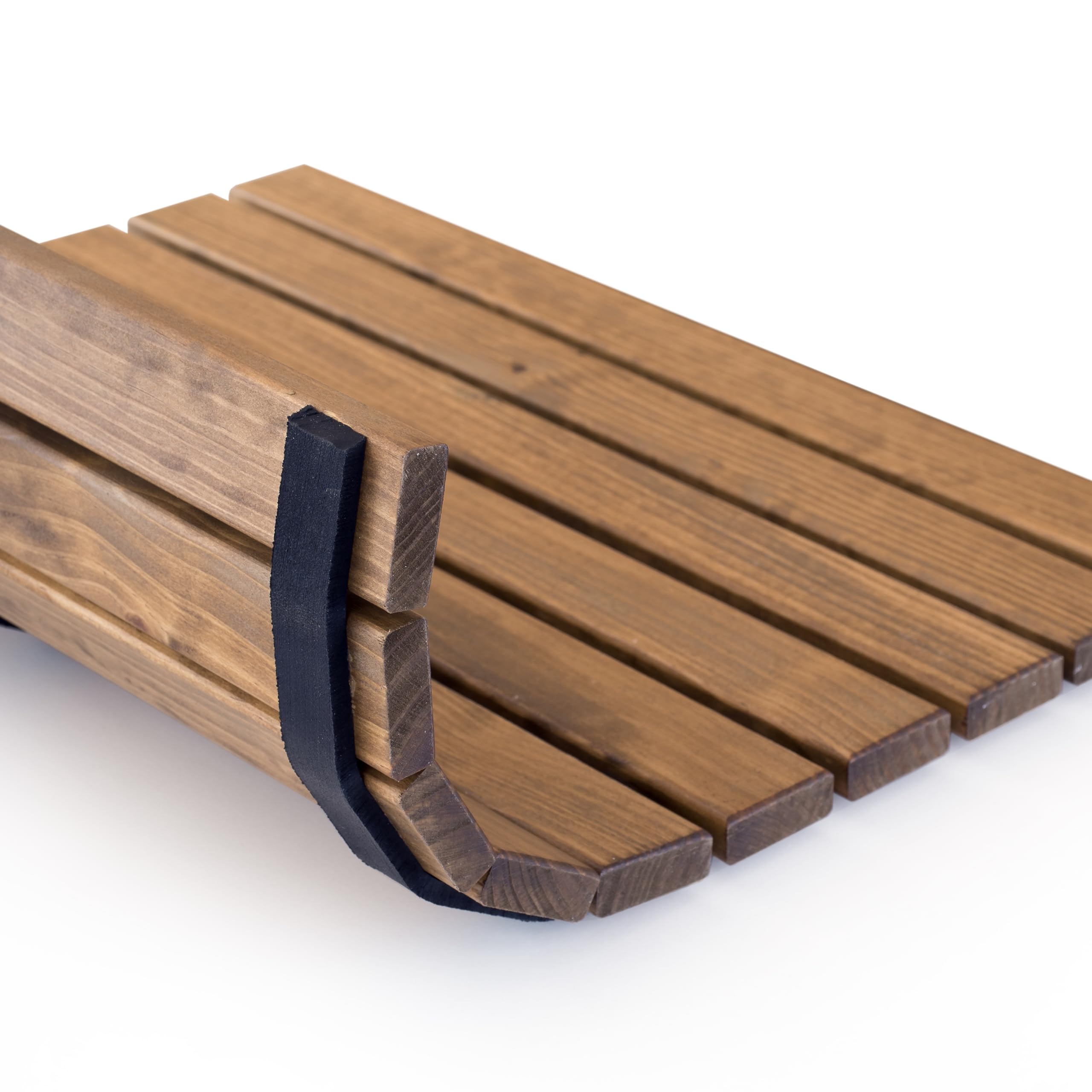 Tarima/Alfombra Flexible de Baño, Madera de Color Teca, Antideslizante con Tiras de Caucho, Sin Tornillos, Resistente a la Humedad (60 x 60 cm)