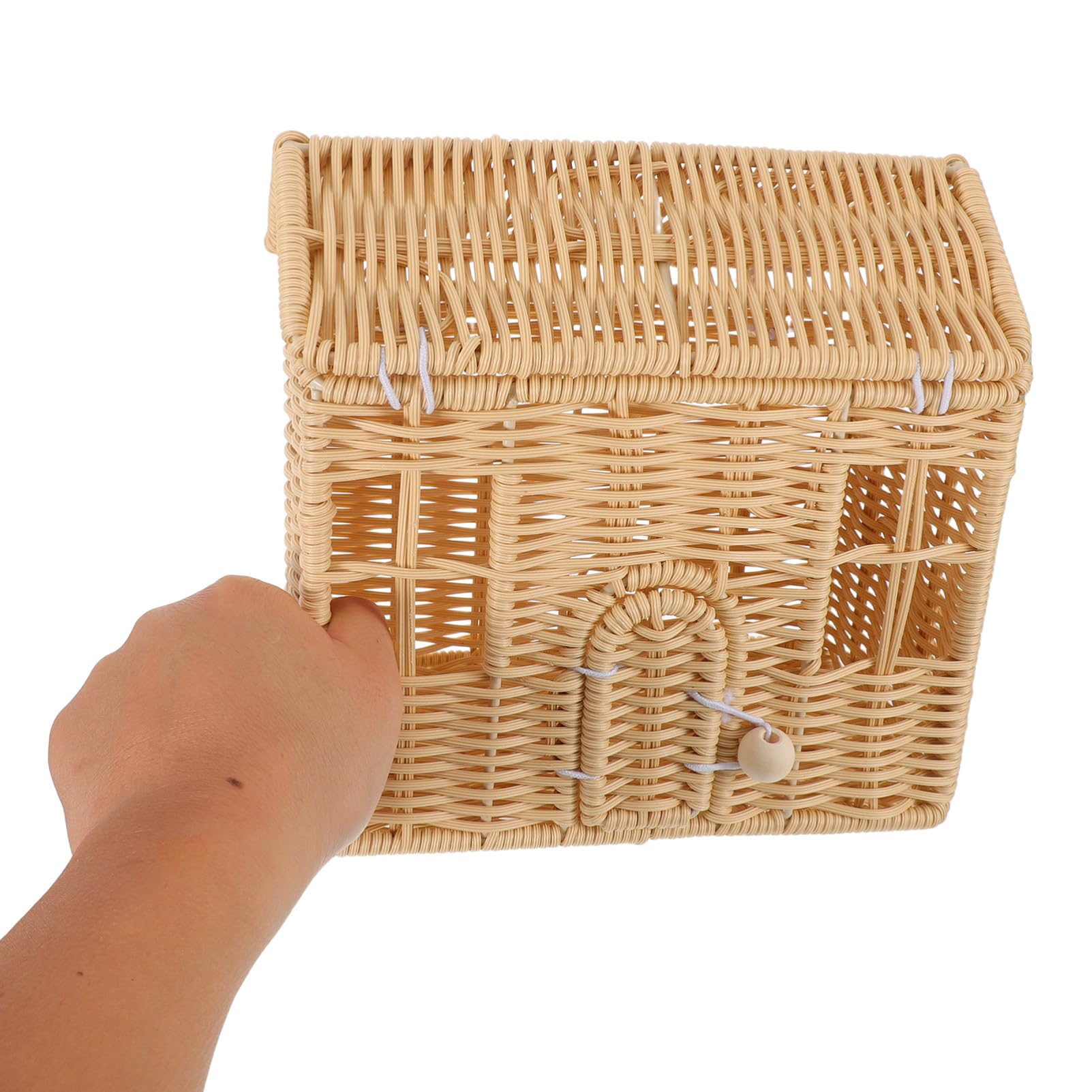 ULTECHNOVO Cesta Tejida Navideña Hecha Mano con Forma de Casa Cesta para Dulces Chocolates y Bocadillos para Fiestas Navideñas Showers y Eventos Festivos