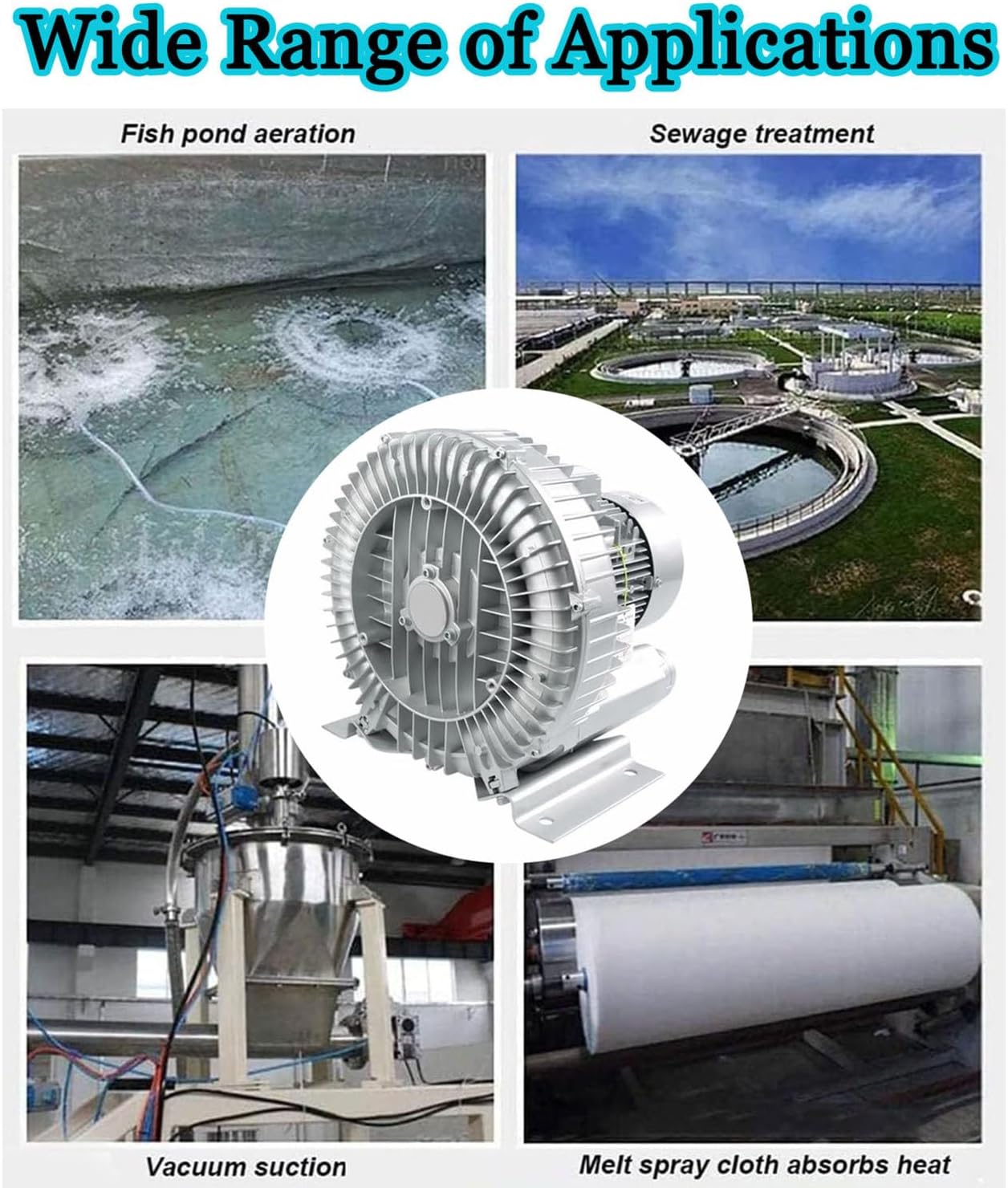 High-Pressure 380V Regenerative Blower, Vortex Ring Pump for Aquariums, Fish Farms & Industrial Use, 350W Three-Phase Vacuum Pump, 0.47HP Performance