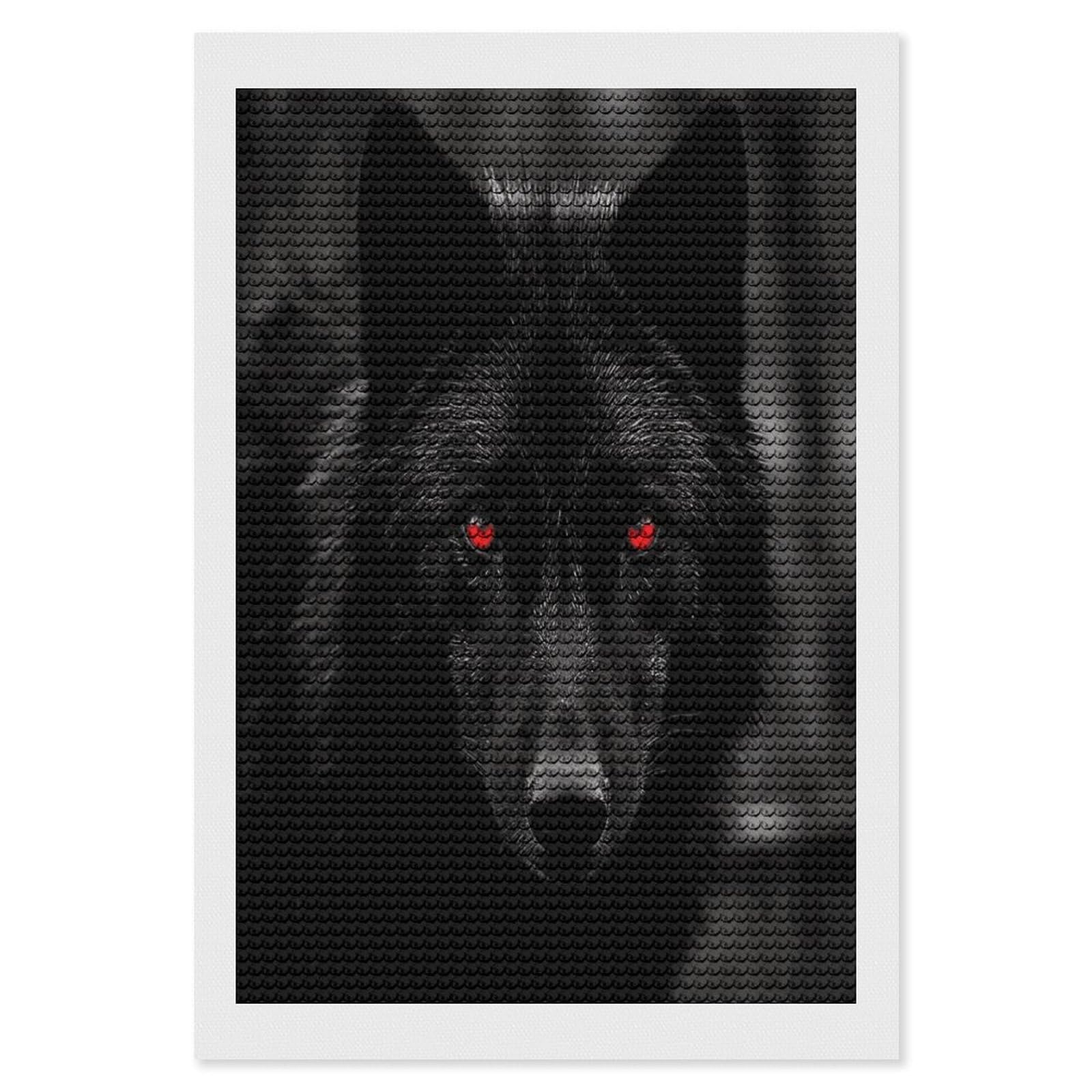 FekiLoot Black Red Eyed Wolf Diamond Art Kits for Adults Diamond Painting Kits for Beginners DIY Diamond Art Kits Round Full Drill Diamond Dot Gem Painting for Home Wall Decor Gift 8"x12"