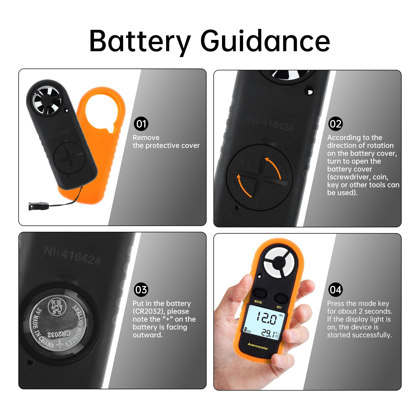 Anémomètre Portable, Anémomètre Numérique Haute Précision, anémomètre à écran LCD pour le vol de cerf-volant/météorologie/pêche avec vitesse de l'air MAX/MIN/AVG, test de température du vent