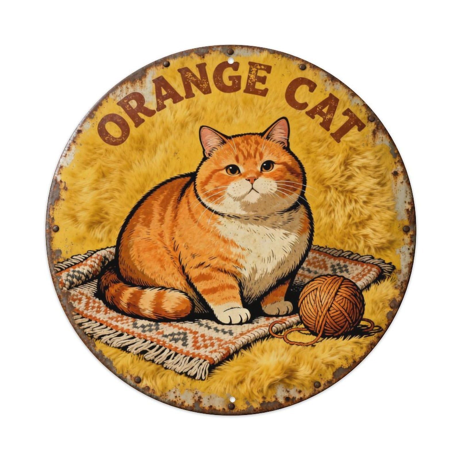 ORANGE CAT Metal Tin Sign Plaque
