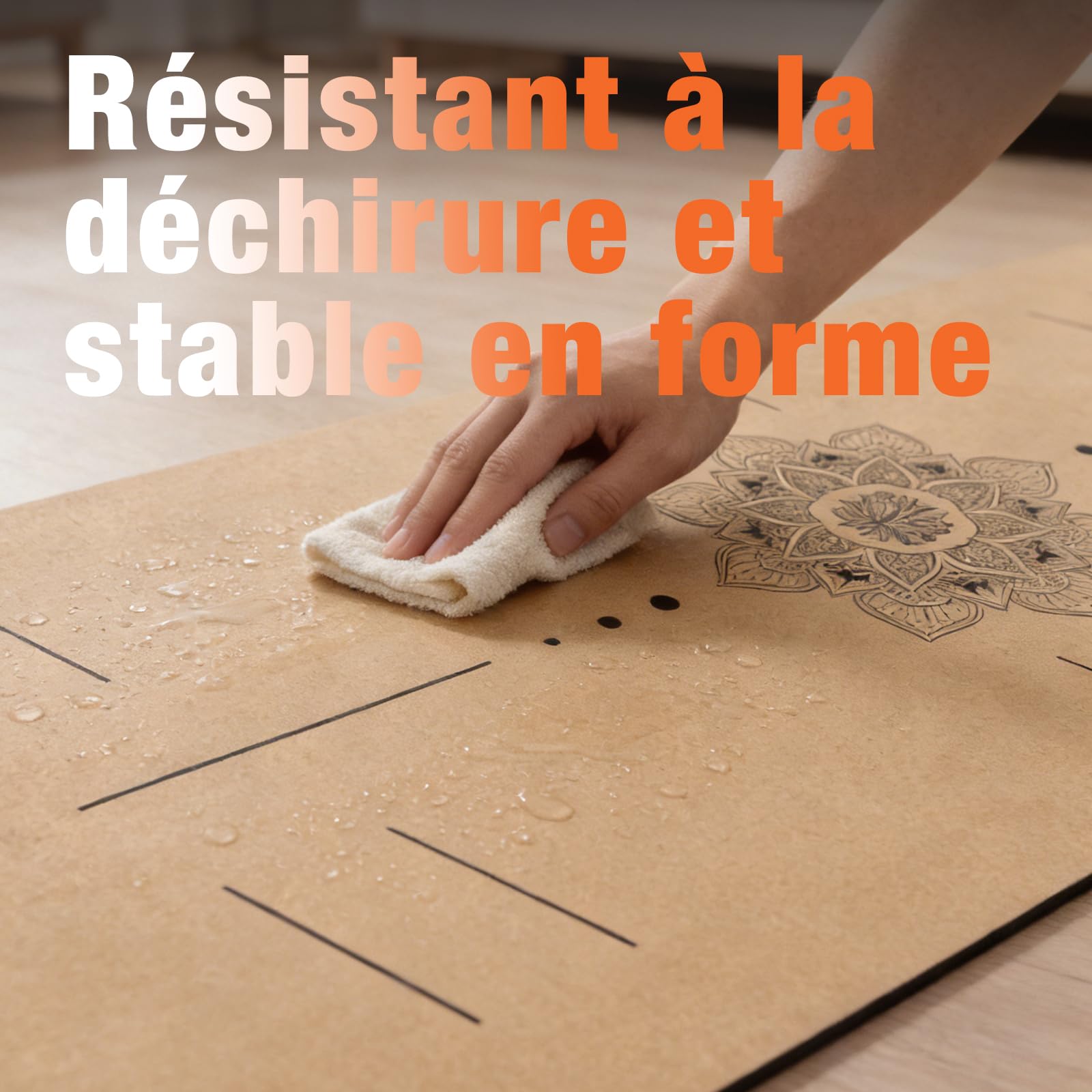 DH FitLife Tapis de yoga en liège antidérapant en caoutchouc naturel - Prêt à l'emploi - Facile à nettoyer - Tapis de sport, de fitness et de gymnastique de qualité supérieure pour yoga, pilates et