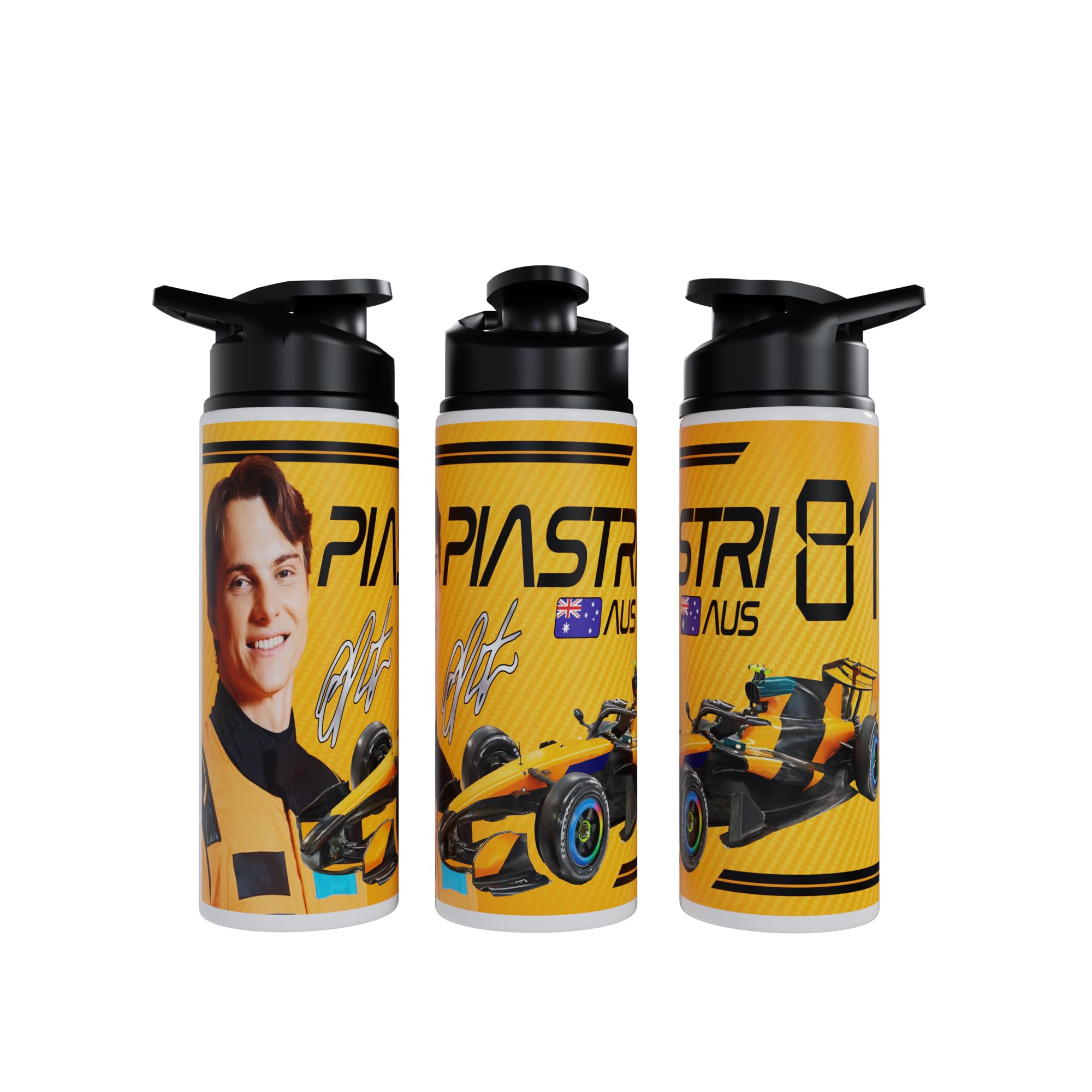 Partisan Piastri Water Bottle F1 inspired Racing Fan Gift 750ml or 600ml Aluminium Sports Bottle with Flip Lid Carry Handle 2026 (Orange, 600, Millilitres)