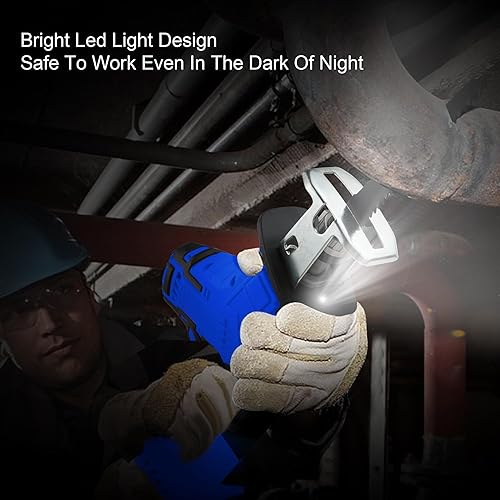 Miniatura 4 de Sierra recíproca compatible con batería de 18 V, sierra recíproca inalámbrica, velocidad variable de 0-3500 SPM, 4 hojas de sierra/gafas