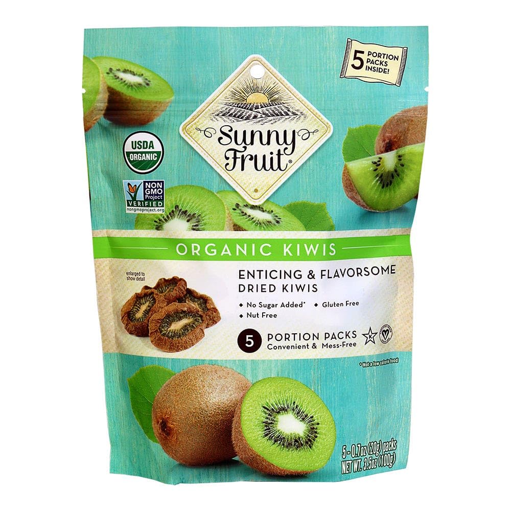 Sunny Fruit Organic Dried Kiwis 100g (20g x 5 portion packs)