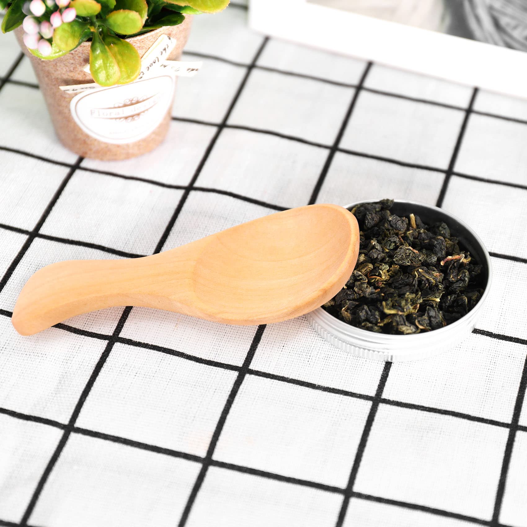 Set De 6 Cuillères En Bois Long Manche - Pour Café, Thé, Miel, Cuisine - Bois Naturel Fait Main - 2 Tailles