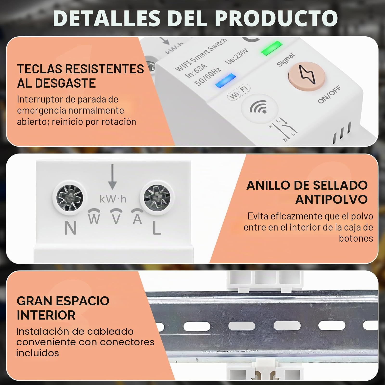Interruptor wifi inteligente 63A Tuya Control por voz disyuntor wifi inteligente Medidor de Energía AC 80-300V interruptor remoto Protección contra sobrepresión sobrecorriente y sobrecarga