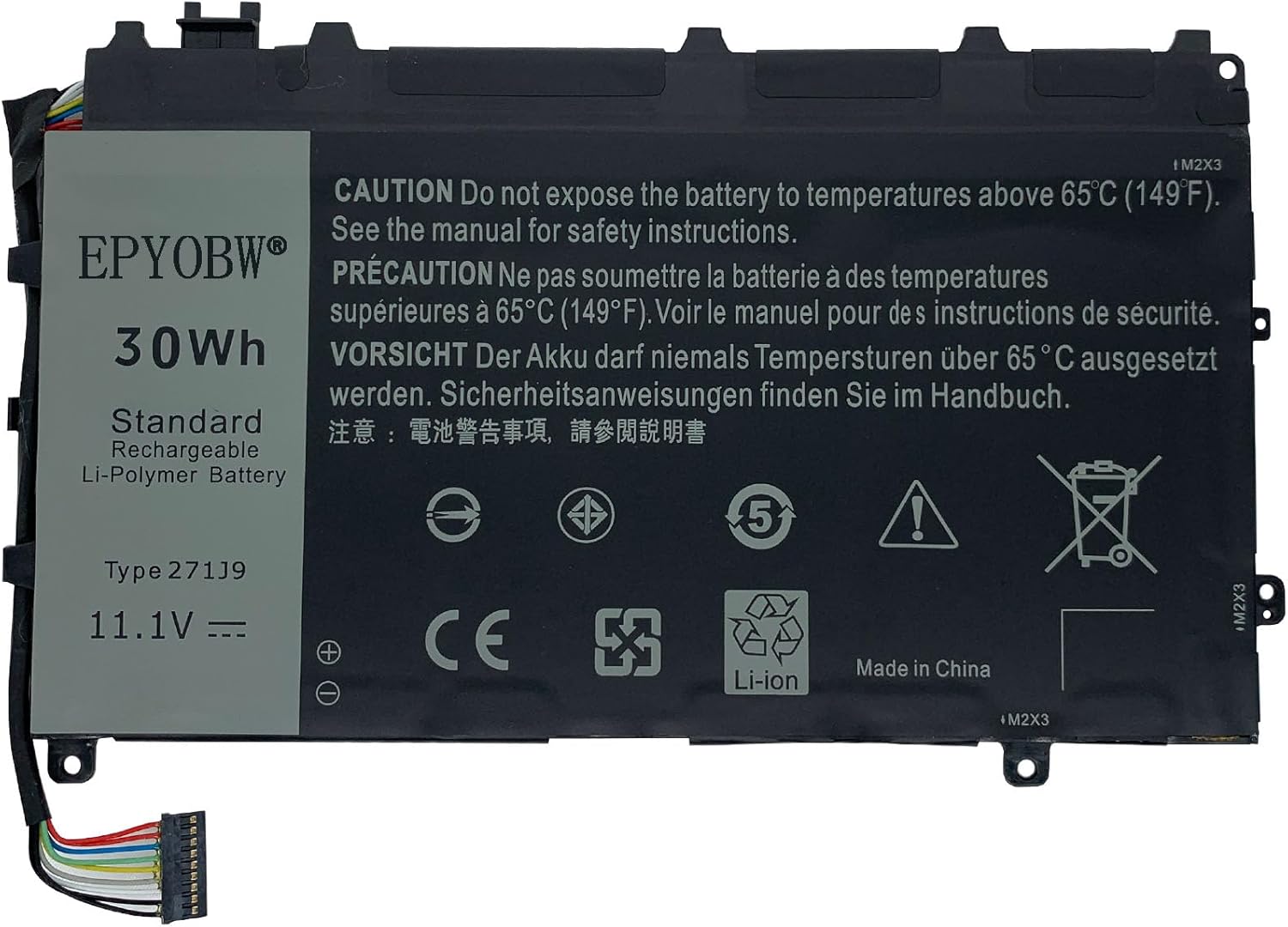 271J9 Laptop Battery 30Wh 2500mAh 3-Cells 11.1V Compatible with Dell Latitude 13 7000 13 7350 Series 0271J9 0GWV47 0MN791 3WKT0 GWV47 MN791 YX81V