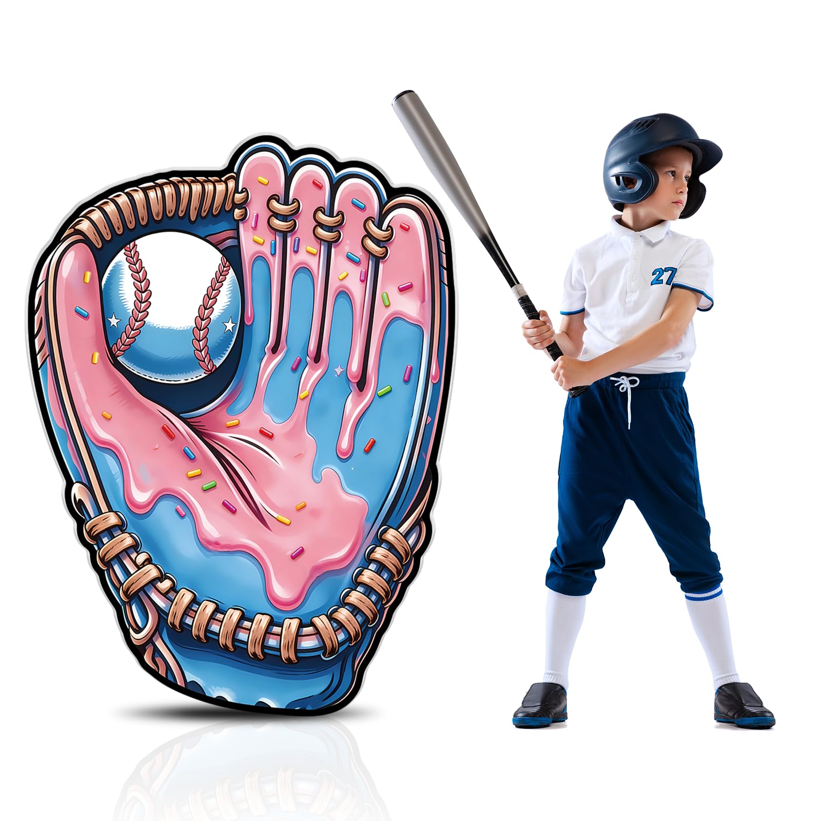 Photo 1 of 4.6 Ft Large Ice Cream Drip Baseball Party Decoration Sports Party Decor Baseball Glove Cardboard Cutout Decor Backdrop Photo Booth for Birthday Decorations