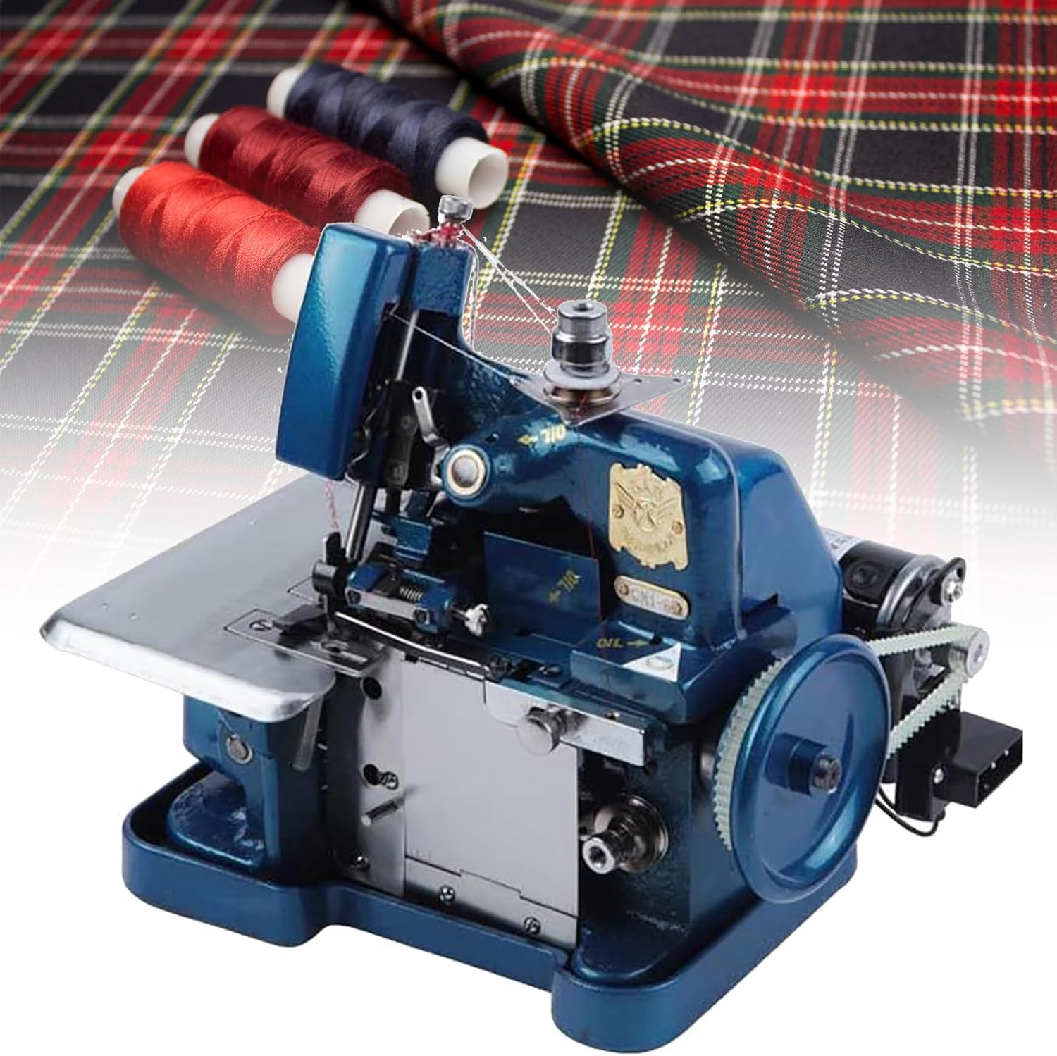 Handheld Coverstitch,Overlock Leather Sergers Machines,Adjustable Stitch Length & 3000 Stitches Per Minute, with 3 Stitch Capability, Overlock Sewing Machine,for Heavy Duty Fabric Blue