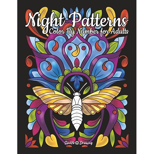 Night Patterns Color By Number for Adults: 50 Color By Numbers Pattern Designs on Black Backgrounds