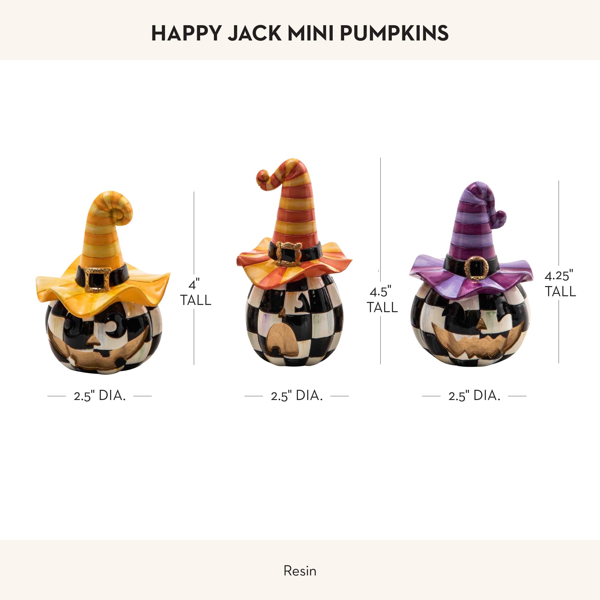 Amazon.com: MACKENZIE-CHILDS Mini Happy Jack Pumpkins, Resin