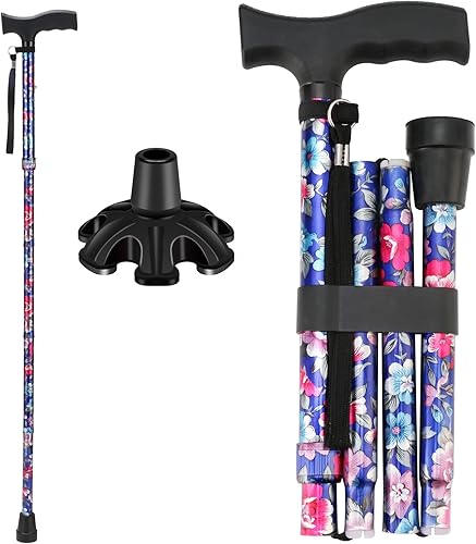 Walking Cane LIXIANG Cane para hombremujer  Ayuda para la movilidad y la vida diaria  Bastón plegable de 5 niveles de altura ajustable  Cómodo