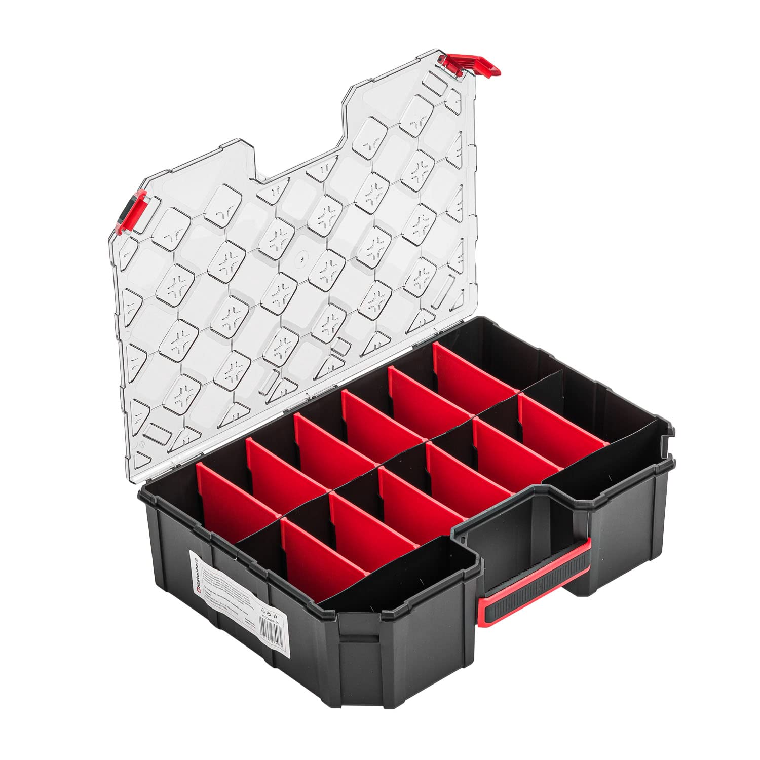Lot de 6 boîtes de rangement modulées pour petites pièces - 284 x 390 x 60 mm - Boîte de tri avec couvercle transparent - Boîte à outils avec compartiments amovibles