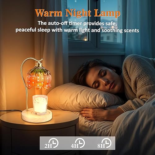 Miniatura 5 de Lámpara calentadora de velas de fresa con regulador de intensidad Lindo calentador de velas con 2 bombillas, regalos de inauguración de casa rosa