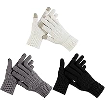3 Pairs Winter Gloves for Women Warm Knit Touchscreen Gloves Womens Soft Fleece Lined Gloves