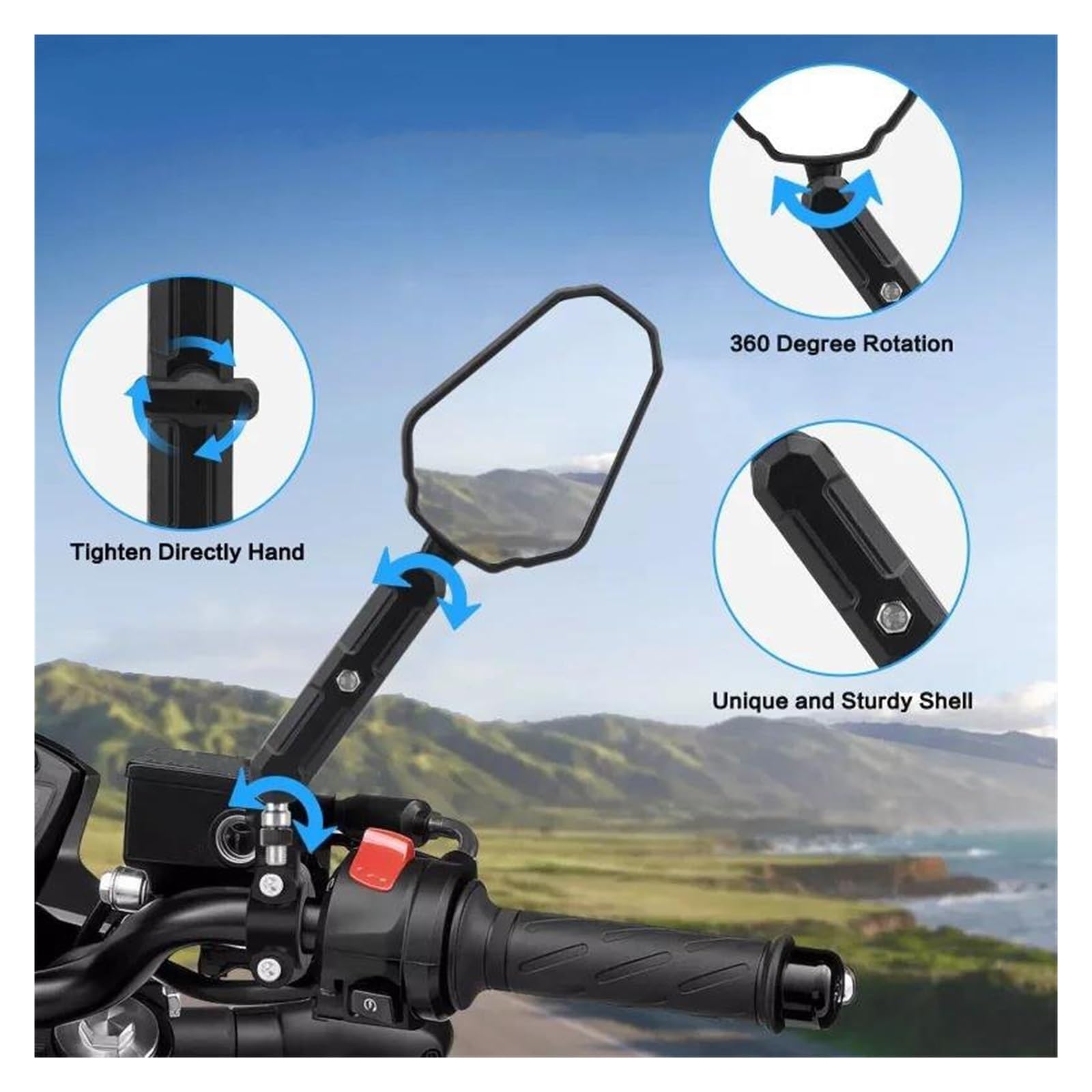 składane lusterka wsteczne Pasuje do Adventure R 1050 1090 Pasuje do Adventure R Motocyklowe lusterka wsteczne składane Off Road Szerokie lusterka boczne