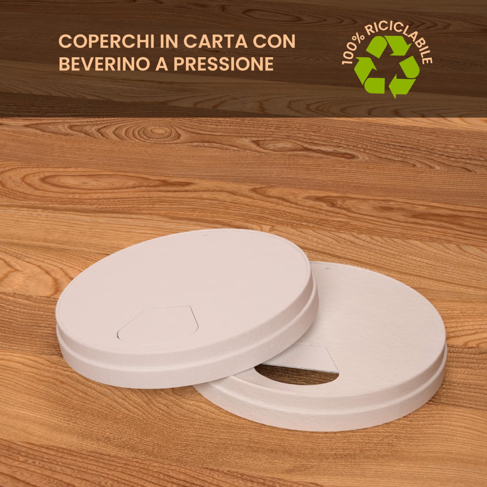 500 Bicchieri in Carta Bianchi 200ml con Coperchio in carta Ecologici Biodegradabili Monouso Made in Italy da Asporto Bevande Calde Acqua + 500 coperchi - Prodotto e confezionato in Italia