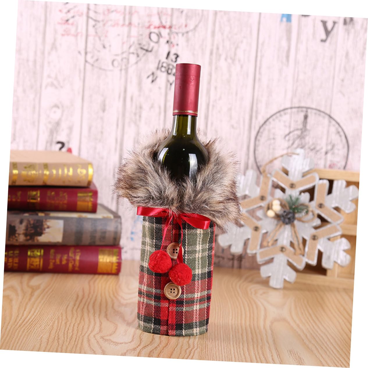 2pièces Housse de Bouteille de Vin pour Noël Décoration de Fête Pochette pour Bouteille de Vin Cadeau de Fête