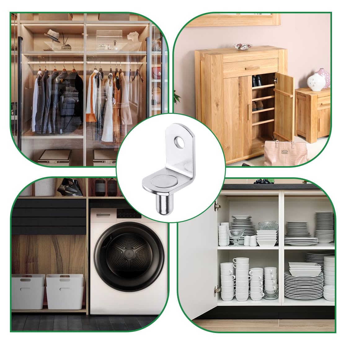 20 Pezzi Supporti Mensola A L In Acciaio Inox - Perni Da 5mm Per Mensole Vetro O Legno - Foto 1