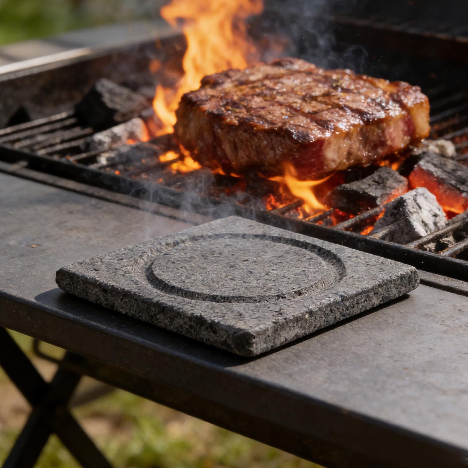 Alipis Piastra Barbecue Coreana in Pietra Vulcanica per Grigliare | Superficie Piana Antiscivolo, Distribuzione Uniforme del Calore, per Riunioni Familiari e Picnic All'aperto