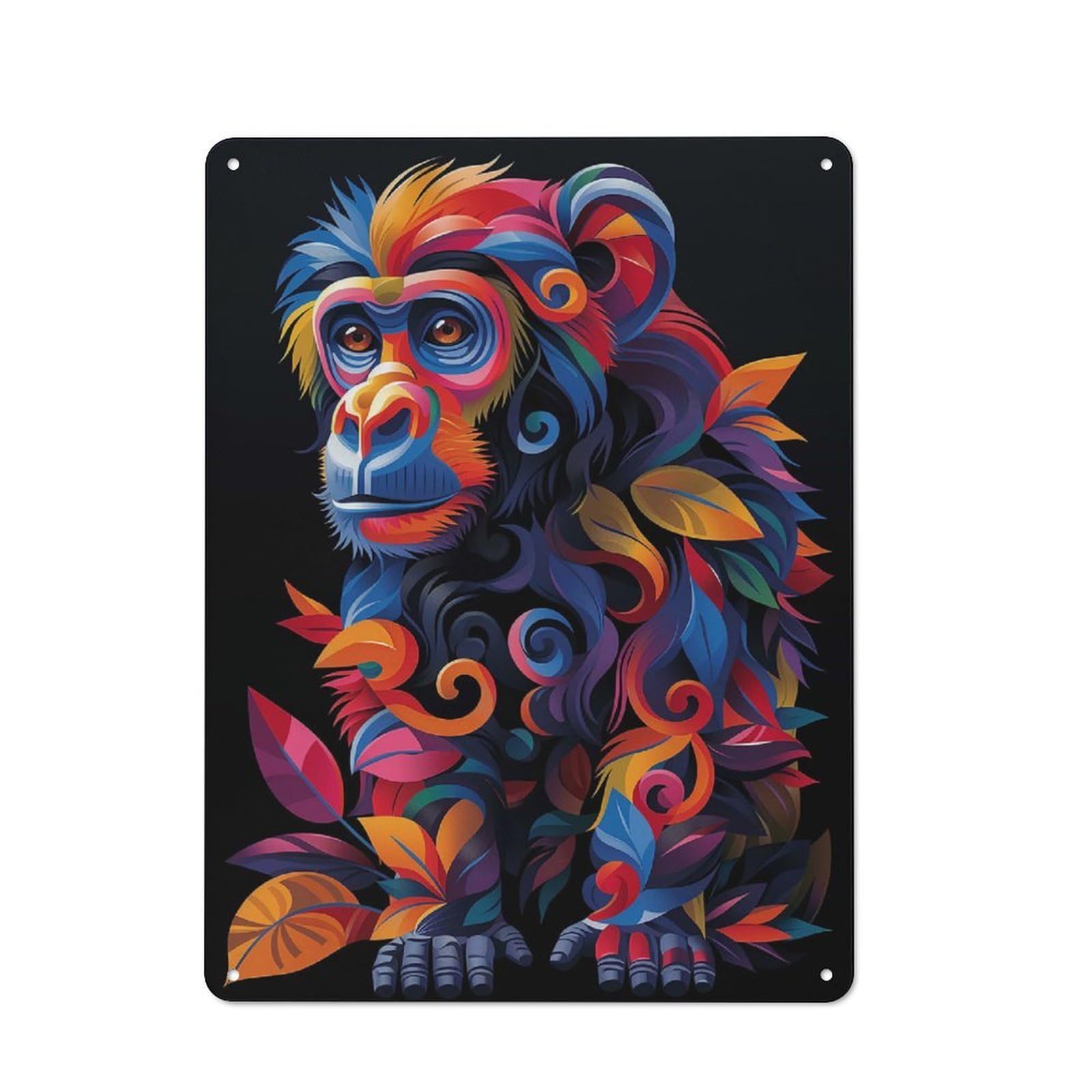 Junmoney Colorful Monkey Tin Wall Plaque 40X30cm With For Hobby Room Or Studio, New Home Wall Decor For Creative Interior Collectors