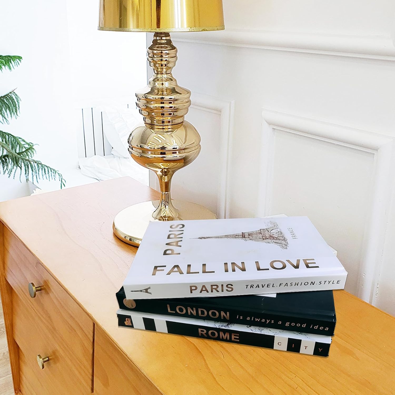 YVPSI 3 Pieces Fashion Decorative Book，Hardcover Modern Decorative Books Stacked Decorations Decor Books for Home Decor Bookshelf Coffee Table Display Shelves Living Room(Rome/Paris/London)